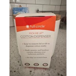 Full Circle Q-Tip Dispenser New Bathroom Organizer Vanity Storage Container